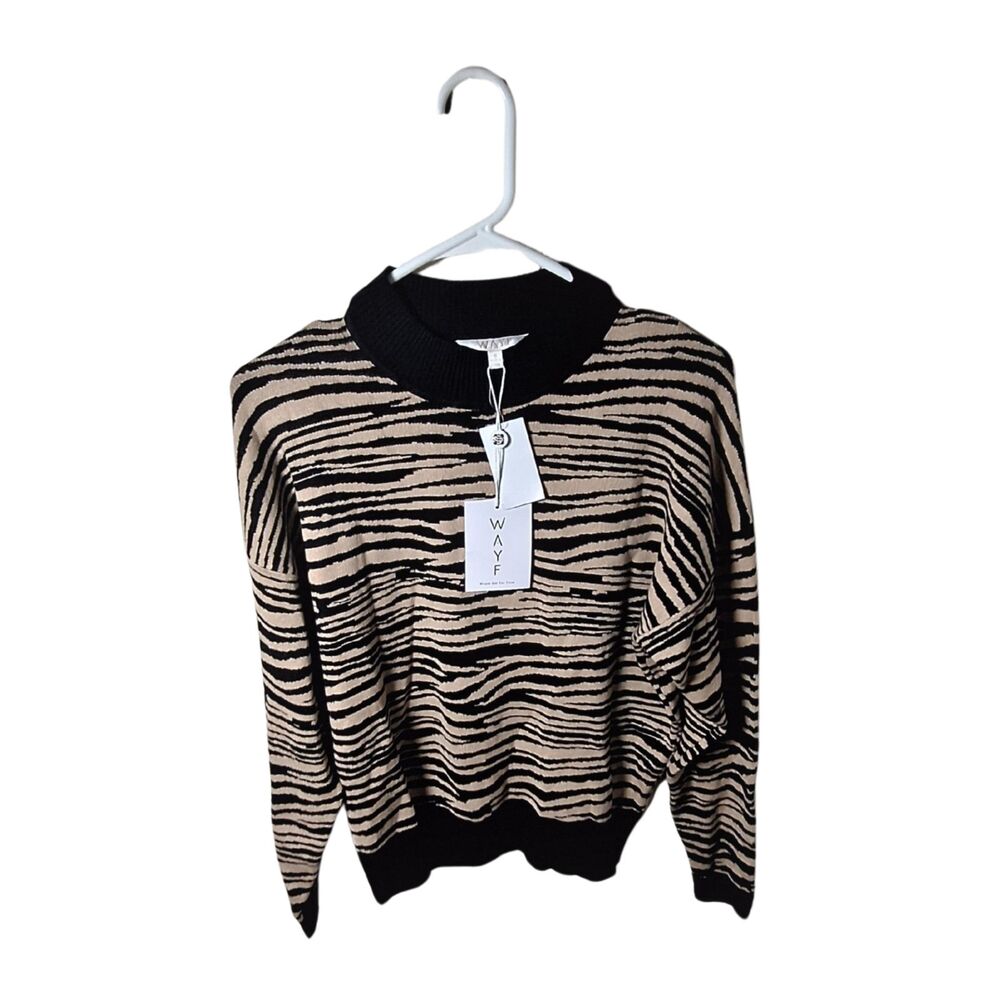 NWT WAYF Vincent Zebra Print Pullover Women’s Size Small